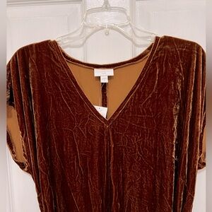 J.Jill velvet maxi dress, large, whiskey/brown, sash